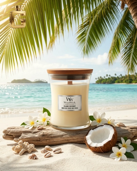 Świeca zapachowa - Woodwick Island Coconut (85g)